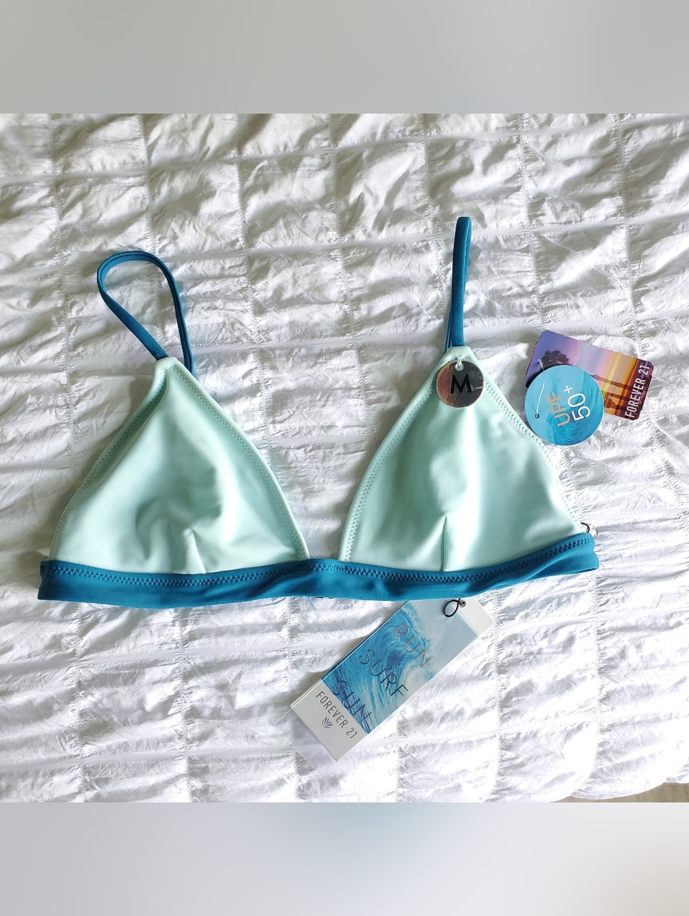 Forever 21 Light Blue and Teal Strappy Triangle Bikini
